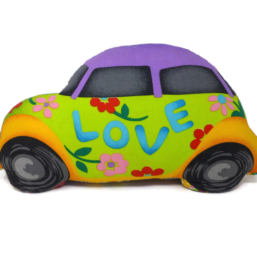 Volkswagen VW Beetle  Love Bug Peace Pillow